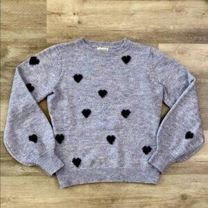Sugarhill Brighton Knit Mandy Love Heart Sweater Blue Crew Novelty Balloon Sz 8